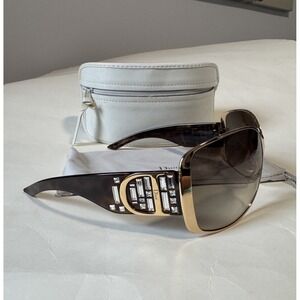 Christian Dior IndiNight 1 Sunglasses Brown/ Gold Metal Dust Pouch & Soft Case